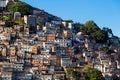 Favela of Rio de Janeiro, Brazil. Colorful houses in a hill. Zona Sul of Rio.