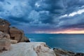 Favignana, Sicily : dramatic sky at sunrise Royalty Free Stock Photo