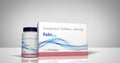 Favipiravir box of tablets and bottle treatment for covid 19, coronavirus on a white background