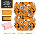 Favor, gift box die cut. Box template with Halloween pattern Royalty Free Stock Photo