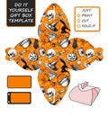 Favor, gift box die cut. Box template with Halloween pattern Royalty Free Stock Photo