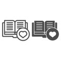 Favorite book line and glyph icon. Heart with book vector illustration isolated on white. Read outline style design Royalty Free Stock Photo