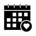 Favorite calendar glyph flat vector icon Royalty Free Stock Photo