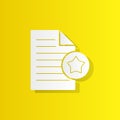 Favorite document with star white icon with shadow Royalty Free Stock Photo