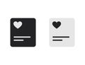 Favorite file document with heart icon. Isolated folder or book with heart shape. Template of bookmark list. Flat symbol