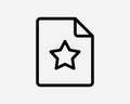 Favorite File Icon. Start Document Folder Favourite Page Paper Bookmark Rating Rate Line Clipart Artwork Symbol Sign Vector EPS Royalty Free Stock Photo