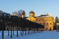 Favorite Foerch Palace with snow at sunset, in winter time Royalty Free Stock Photo