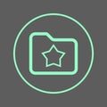 Favorite folder with star circular line icon. Round colorful sign. Flat style vector symbol.