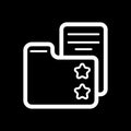 Favorite folder with star sign vector icon. Black and white folder with documents illustration. Outline linear icon. Royalty Free Stock Photo