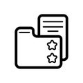 Favorite folder with star sign vector icon. folder with documents illustration. Outline linear icon.