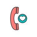 Favorite handle handset heart love phone telephone icon