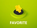 Favorite isometric icon, isolated on color background