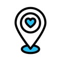 Favorite location, heart fill vector icon which can easily modify or edit