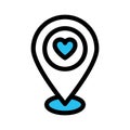 Favorite location, heart fill vector icon which can easily modify or edit