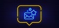 Favorite mail line icon. Letter with stars sign. Neon light speech bubble. Vector Royalty Free Stock Photo