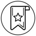 Favorite mark star on a bookmark ribbon outline icon for user interface design or website saving concept Royalty Free Stock Photo