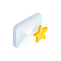 Favorite message isometric icon, 3d Email Mobile symbol with star shape. Choose e-mail sign. Social network, sms chat, mail web Royalty Free Stock Photo