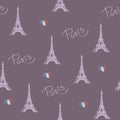 Favorite Paris. Vector illustration with the image of the Eiffel Tower. Seamless Pattern