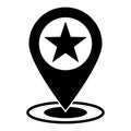 Favorite place map pointer icon. Maps pin with star icon. Map pointer with star icon.