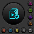 Favorite playlist dark push buttons with color icons