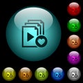 Favorite playlist icons in color illuminated glass buttons