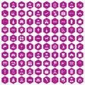 100 favorite work icons hexagon violet