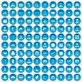 100 favorite work icons set blue