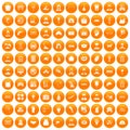 100 favorite work icons set orange