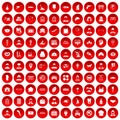 100 favorite work icons set red