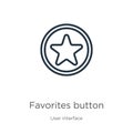 Favorites button icon. Thin linear favorites button outline icon isolated on white background from user interface collection. Line