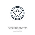 Favorites button icon. Thin linear favorites button outline icon isolated on white background from user interface collection. Line