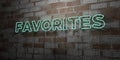 FAVORITES - Glowing Neon Sign on stonework wall - 3D rendered royalty free stock illustration