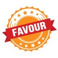 FAVOUR text on red orange ribbon stamp