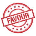 FAVOUR text written on red vintage stamp