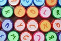 Favourite coloured alphabet stamps for children for free time Royalty Free Stock Photo