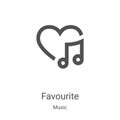 favourite icon vector from music collection. Thin line favourite outline icon vector illustration. Linear symbol for use on web