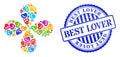 Best Lover Distress Seal Stamp and Favourite Phone Multi Colored Swirl Motion