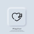 Favourite playlist icon. Songs. Music player. Playlist logo. Vector. UI icon. Neumorphic UI UX white user interface web button