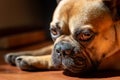 Sad Fawn French Bulldog lying in the sun on a lazy Sunday Royalty Free Stock Photo