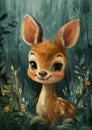 fawn woods flowers plants design smiled face clear background fluffy highly princess black small nose aliased