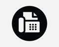 Fax Machine Circle Icon Office Equipment Print Printer Device Phone Business Telephone Round Shape Sign Symbol EPS Vector Royalty Free Stock Photo