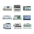 fax machine set cartoon vector illustration Royalty Free Stock Photo