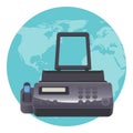 Fax machine telecopying or telefax telefacsimile, telephonic transmission Royalty Free Stock Photo
