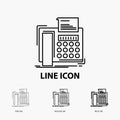 fax, message, telephone, telefax, communication Icon in Thin, Regular and Bold Line Style. Vector illustration Royalty Free Stock Photo