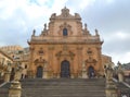 Facade of the Baroque church of San Pietro, Modica Sicily Italy