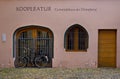 FaÃÂ§ade of an old house with bicycles at Freiburg im Breisgau Germany Royalty Free Stock Photo