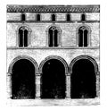 FaÃÂ§ade of a Palace at Bologna vintage engraving Royalty Free Stock Photo