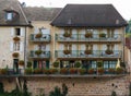 FaÃÂ§ade with white shutters French architecture in Figeac