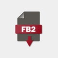 FB2 download icon on background. FB2 button .