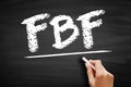 FBF text on a chalkboard, standing for Flashback Friday. Hand holding chalk near the underlined abbreviation used for sharing Royalty Free Stock Photo